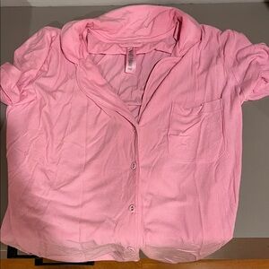 SKIMS bubblegum pink soft lounge button down sleep top
